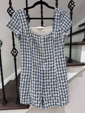 Mustard Seed Blue and White Gingham Romper